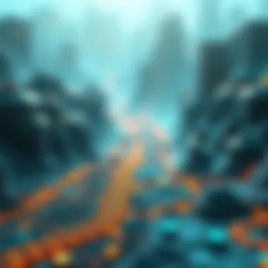 Blockchain Technology and Financial Systems A digital landscape showcasing the intersection of blockchain technology and financial systems