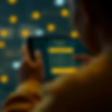 User Interaction with Binance Quiz A user engaging with the Binance quiz interface on a digital device