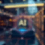 A sophisticated diagram illustrating the intersection of AI and blockchain technology