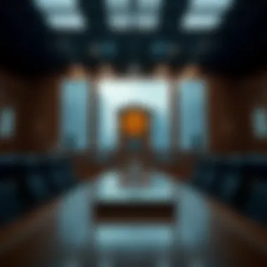 Legal Proceedings of Celsius Bankruptcy A courtroom symbolizing legal proceedings related to the bankruptcy of Celsius