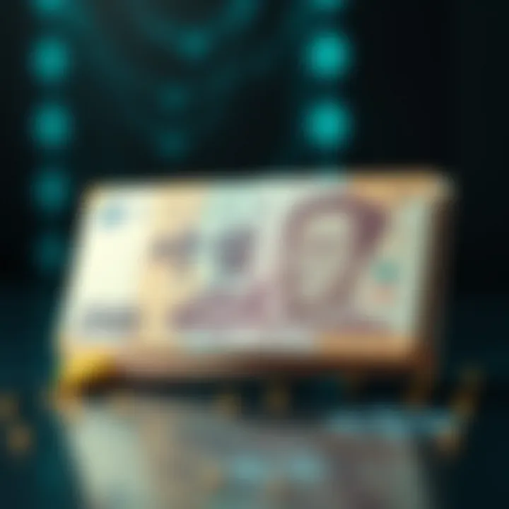 Korean Won and Emerging Technologies Korean currency notes with technology symbols