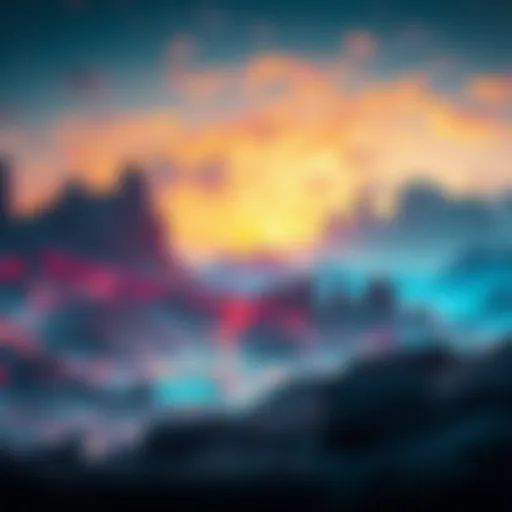Futuristic digital landscape representation