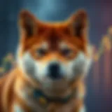 Shiba Inu cryptocurrency logo with price trend graph