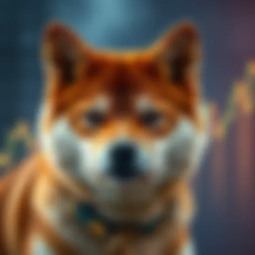 Shiba Inu cryptocurrency logo with price trend graph