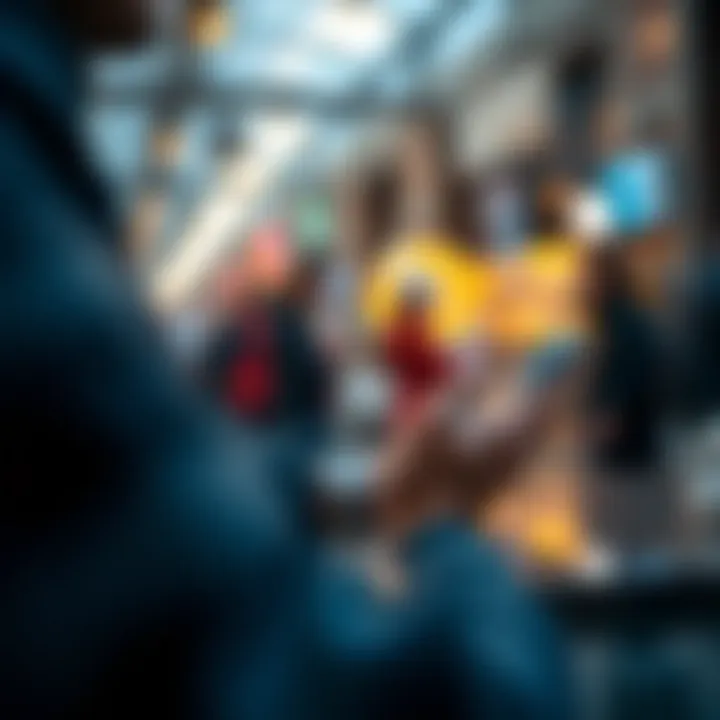 User Interaction with Digital Wallet An illustration of a user interacting with a digital wallet